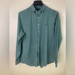 Ralph Lauren Men’s Classic Green Plaid Long Sleeve Button Down Shirt 100% Cotton